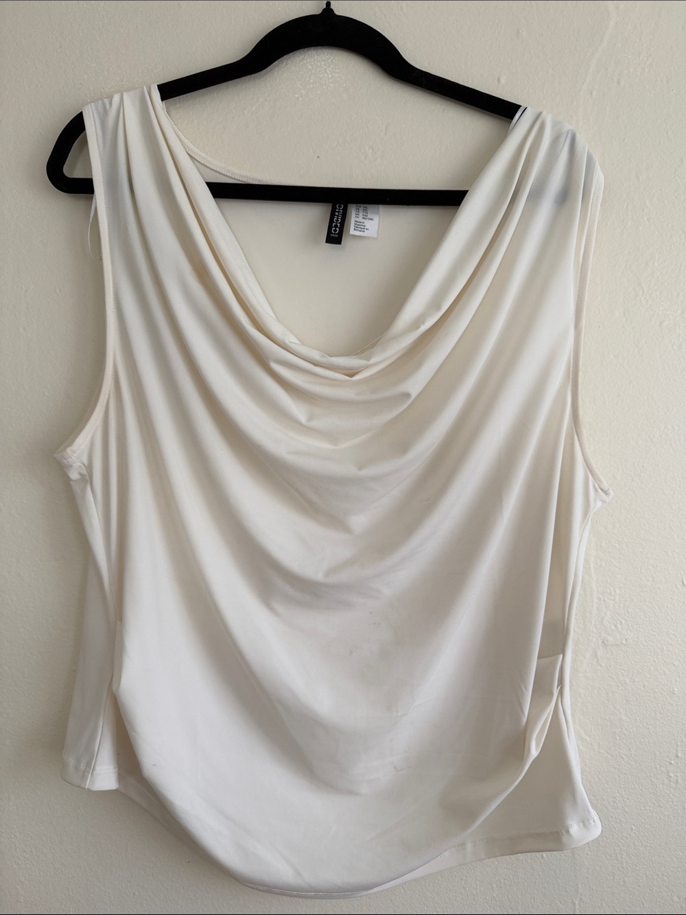 H&M Cream Draped Cowl Neck Sleeveless Camisole
